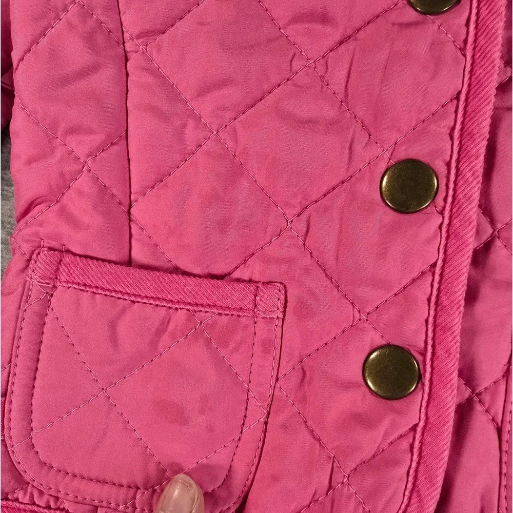 Ralph Lauren Baby Girls Pink Quilted Barn Jacket Coat Corduroy Trim 9m Classic